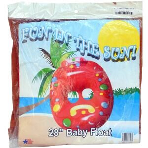 Fun in the Sun Baby Inflatable Pool Float Red Vinyl Seat with Handle 0-3 Years